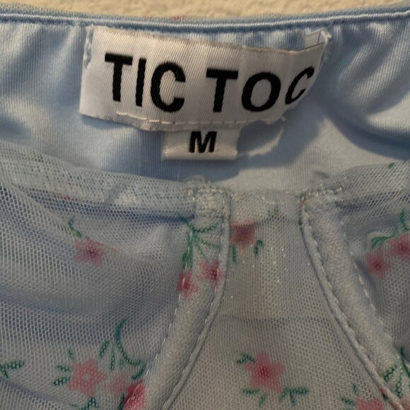 TIC TOC Blue Floral‎ Coquette Corset Fairy Top Size Medium - Picture 3 of 3